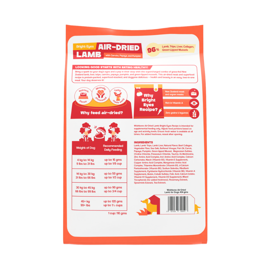 Wishbone Air-Dried Lamb Dog Food - 454g