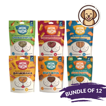 [Bundle of 12] Awesome Pawsome All Natural Dog Treats