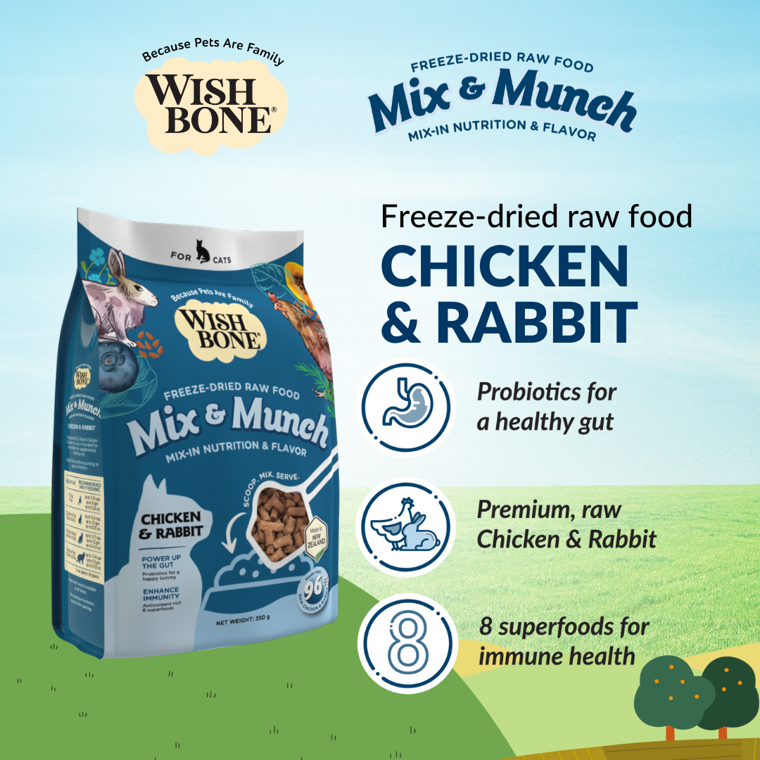 Wishbone Chicken & Rabbit Freeze-Dried Topper for Cats 350g