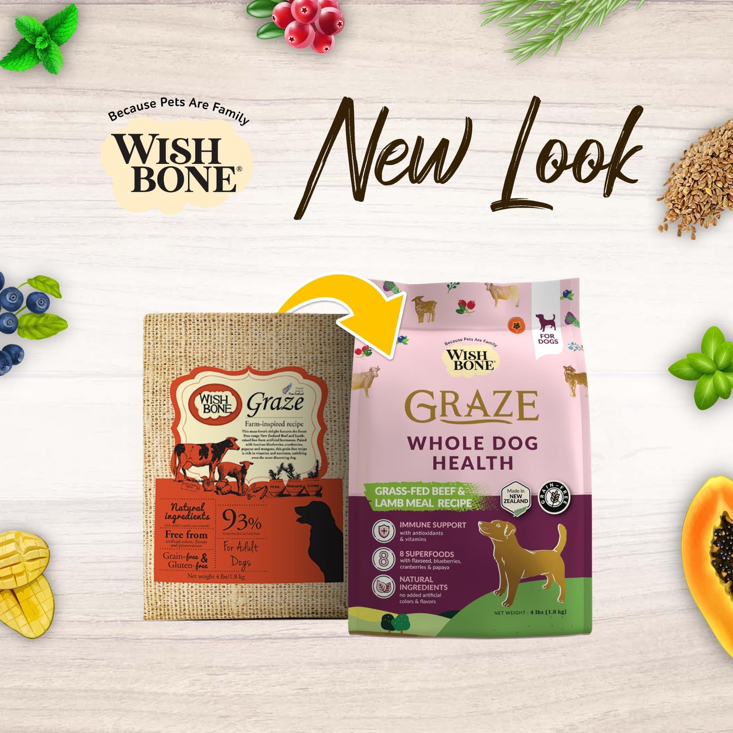 Wishbone Graze for Dogs - New Zealand Beef and Lamb, 4lb